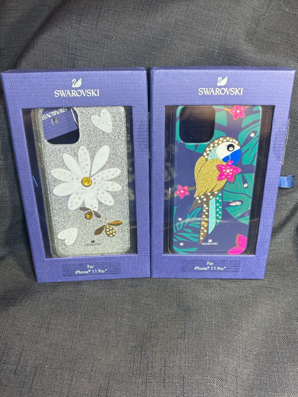 Swarovski Glitter Floral & Parrot iPhone 11 Pro Cases - New in boxes
